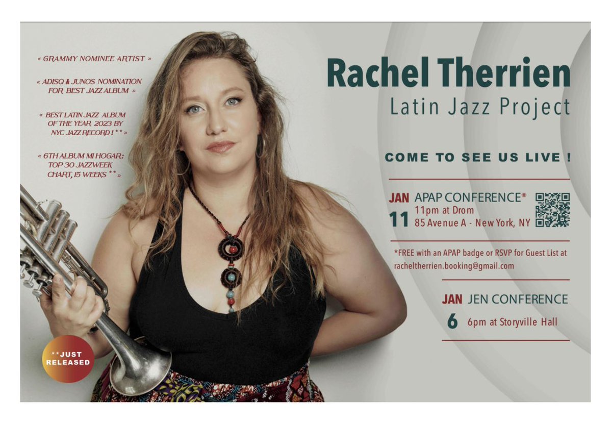 afrolatinjazz's tweet image. Belongo #recomend @rachel_therrien_trumpet at #drom 
~
APAP SHOWCASE:
Rachel Therrien Latin Jazz Project
@ DROM - JANUARY 11th - 11pm

RSVP dromnyc.com
@dromnyc  - 85 Ave A, New York City

Don’t miss the opportunity to catch Rachel Therrien live in New York City!