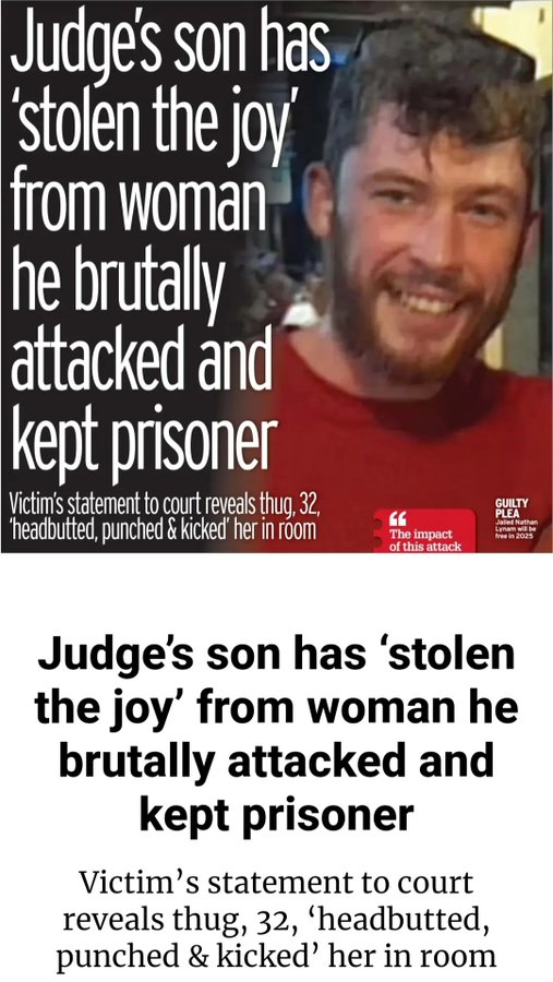 Gardawhistlebl1's tweet photo. Still nothing from #RTE about this Judges son
Natham #Lynam
Judge Patricia Lynam's son, was convicted of assault & false imprisonment, he destroyed a woman's life and only gets a few months in prison?
All covered up by the media except for the Mirror?
https://t.co/l2nDRFfXRO https://t.co/00A7pUxsgy