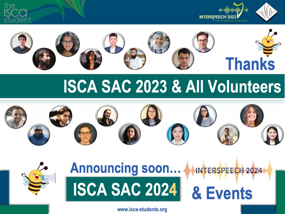 👏👏👏Thanks to our board members and volunteers for their dedication and contributions to ISCA-SAC in 2023. 📜We will open volunteer registrations for 2024 soon, announce the new board members and events for Interspeech 2024. Stay tuned!