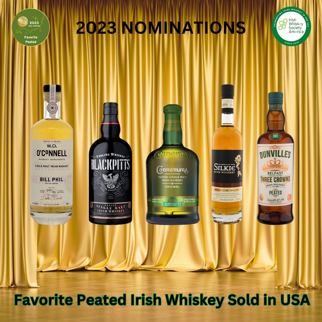 Favorite Peated Irish Whiskey Sold in the USA is well represented from both older distilleries &amp; new brands. These top 5 nominees represent this burgeoning category for 2023 in the 2nd annual Izzy Awards.

bit.ly/2023-Izzy-Awar…

21yrs+ residing in US eligible to vote.
