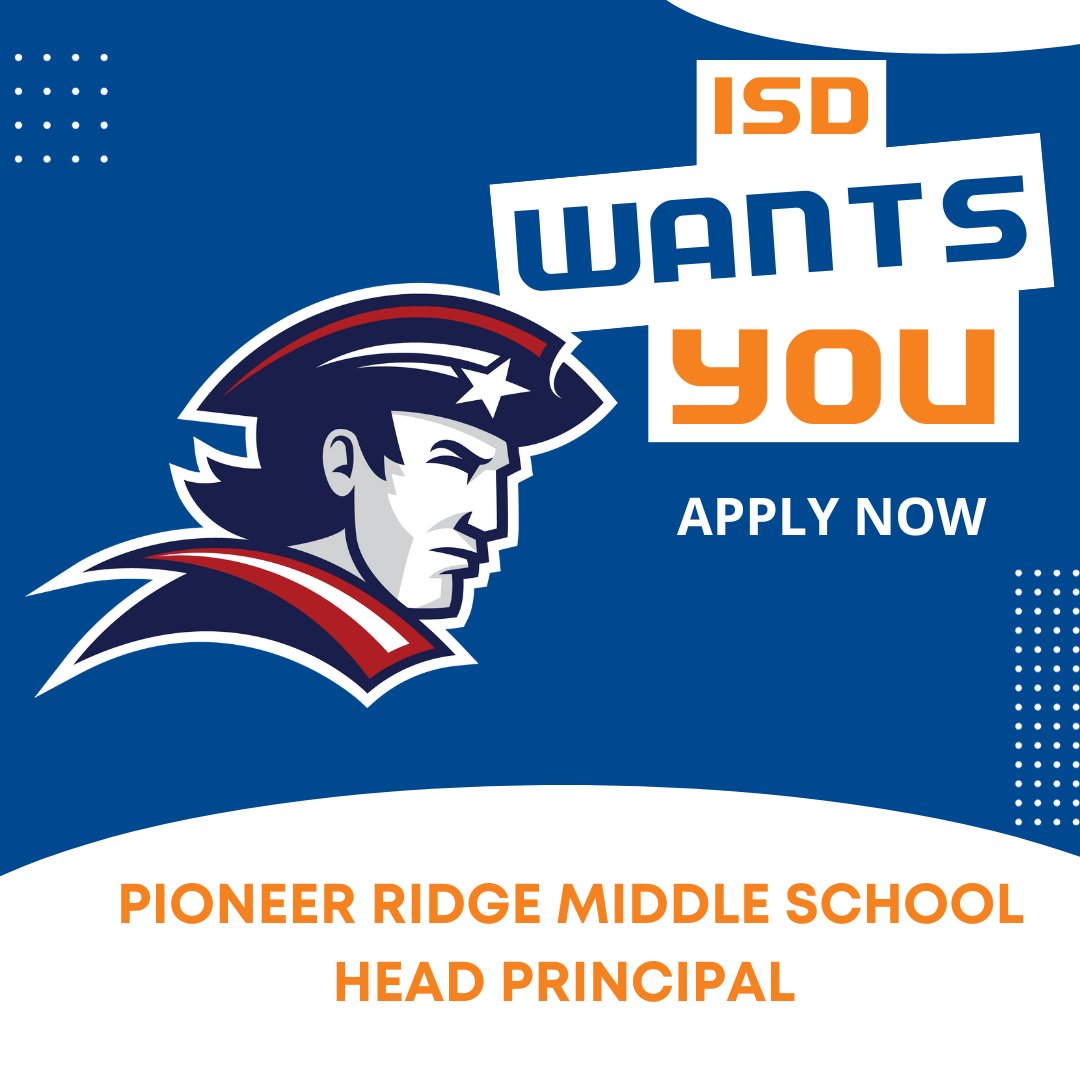 📣 Join Pioneer Ridge Middle School as Head Principal! 🏫 Passionate about education and student success? We want YOU! 🌟 Apply now: applitrack.com/isdschools/onl… #MiddleSchoolPrincipal #ISDStrong