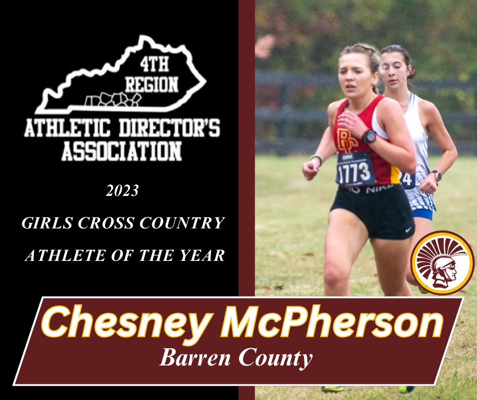 The <a href="/4thRegionADs/">4th Region Athletic Directors Association</a> Girls Cross Country Athlete of the Year goes to Chesney McPherson! Congratulations on a great season Chesney and good luck in the future! <a href="/BCSports/">BCHS Sports</a>