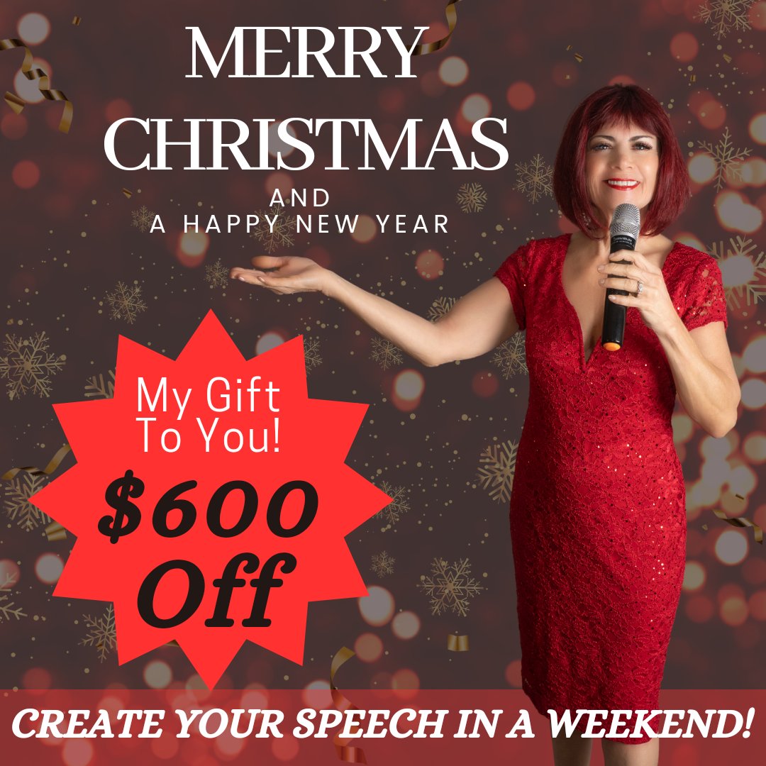 This year, my gift to you is $600 off my next event “Create Your Speech In A Weekend”! This discount will ONLY be available until Christmas at midnight!

Learn more &amp; register now at a discount price! arvee.infusionsoft.com/app/manageCart…

#publicspeaker #Christmas2023