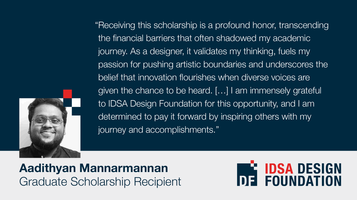 Your support enables students like Aadithyan to access crucial resources for their pursuit of industrial design degrees. 

Empower the future of the industry by contributing to the #IDSADesignFoundation this giving season: idsadesignfoundation.org/donate