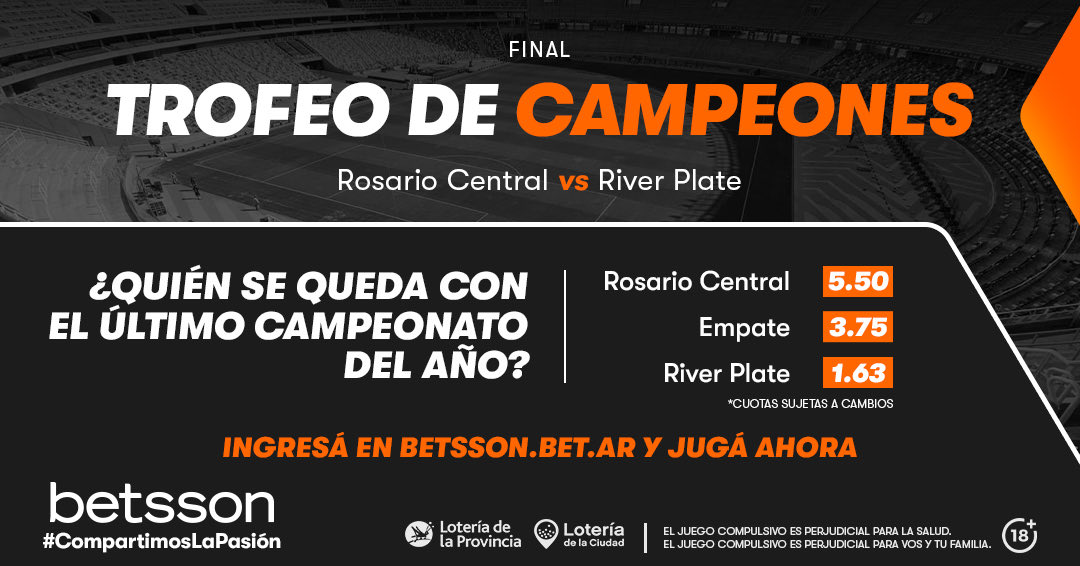 Se pone en juego el Trofeo de Campeones entre #River y #rosariocentral y <a href="/Betsson_ARG/">Betsson Argentina</a> quiere que vos tmb seas parte! Entrá al link y realizá tu mejor jugada!

pba.betsson.bet.ar/apuestas-depor…