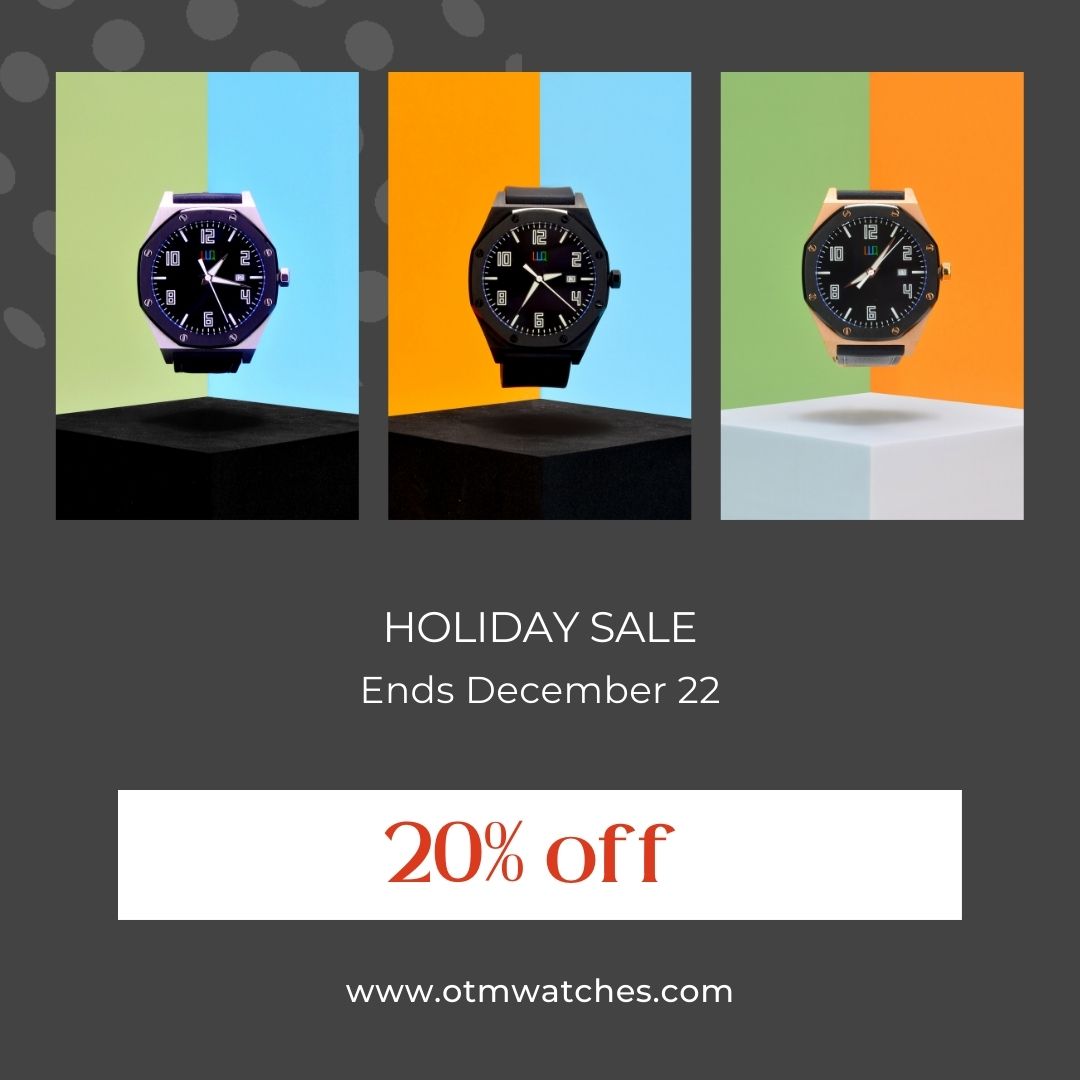 🎁🌟 Enjoy the gift of time this season! Get 20% off on every order until Dec 22, 2023! ⌚✨ Hurry, the discount applies at checkout! #OTMWatches #EverydayWatch #Holideals #HolidayDeals #ShopTheSeason