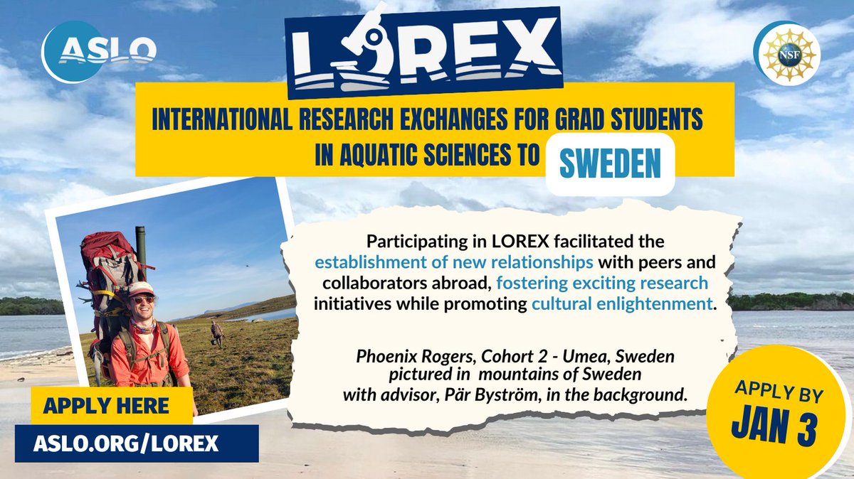 #LOREX program alum <a href="/phoenix_rogers/">Phoenix Rogers, Ph.D.</a> shares how his time in Umeå, Sweden fostered exciting research and created a new network of collaborators. 
Looking to do the same? Apply by Jan 3 2024! aslo.org/lorex