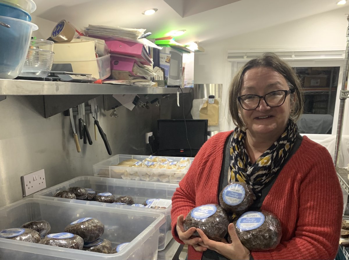 All set for the last market of 2023 tomorrow, Partick, 10.00am to 2.00pm.  A festive selection of Clootie Dumpling, Tablet, Ecclefechan Tart, Date Banana and Walnut Loaf and homemade soups.  See you there. @GlasgowMarkets #clootiedumpling