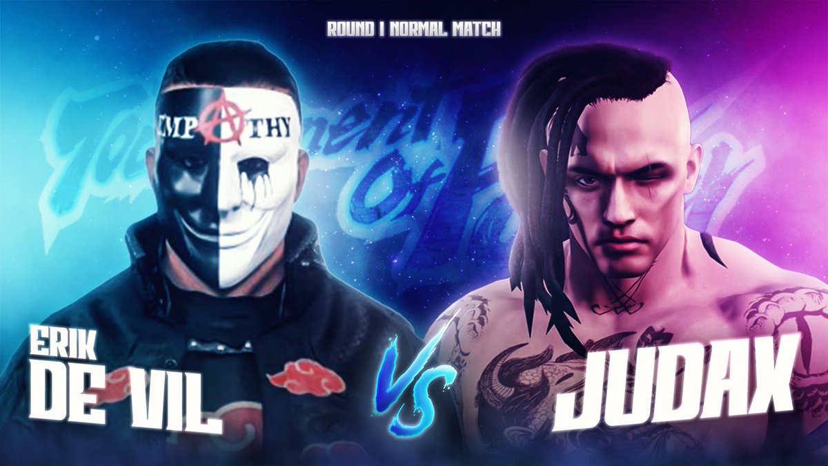 OUR SECOND FIRST ROUND MATCH TO ANNOUNCE FOR THE 2ND ANNUAL TOURNAMENT OF POWER!

It will feature 'The Wicked One' Erek De Vil (@KGDRoasts ) against the sinister Judax! (@IudexJudaX )

(Special thanks to @CKPUNK4LIFE for the graphics)