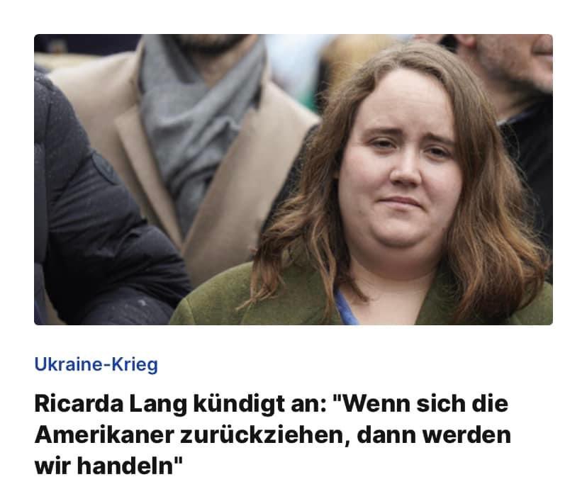 Die #grüne schwere Waffe #RicardaLang will schlimmstenfalls die #Notlage in Deutschland ausrufen, sollten sich die Amerikaner von der Finanzierung des ukrainischen NAZI-Regimes zurückziehen und „alles für die #Ukraine tun“, bis der letzte Ukrainer gefallen ist.