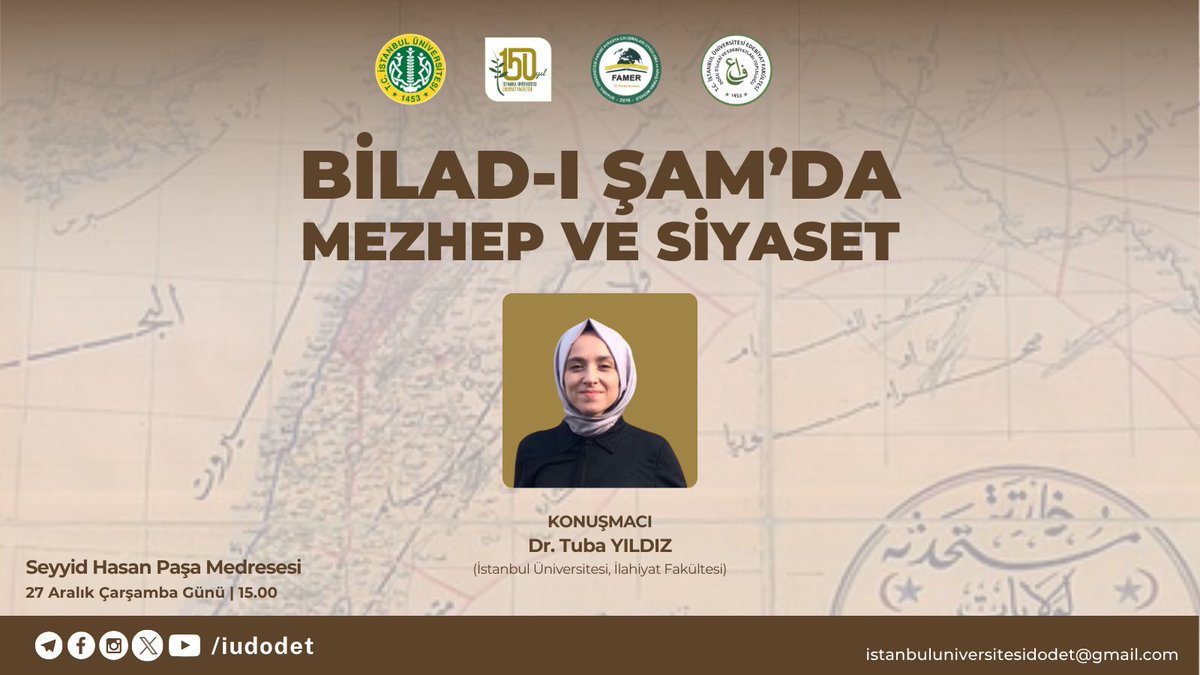 Ortadoğu’nun kalbi Bilal-ı Şam’da Mezhep ve Siyaset konusunu Dr. Tuba Yıldız hocamızla ele alıyoruz…💫

Programa herkes davetlidir!
<a href="/istanbuledutr/">İÜ</a> <a href="/iuedebiyatf/">İ.Ü. Edebiyat Fakültesi</a>