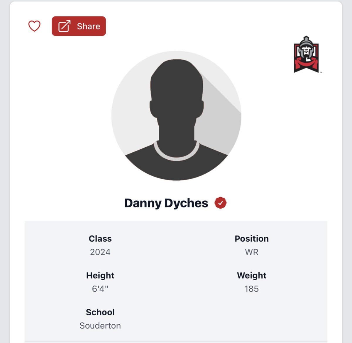 VicCastilloPRZ (@przpavic) on Twitter photo East Stroudsburg lands yet another top 150 prospect in the state. Seems like a yearly occurrence.
Huge congrats to Souderton's Danny Dyches on his commitment to ESU Football.
<a href="/PrepRedzone/">Prep Redzone 🏈</a> | WR | 6'4, 185 East Stroudsburg lands yet another top 150 prospect in the state. Seems like a yearly occurrence.
Huge congrats to Souderton's Danny Dyches on his commitment to ESU Football.
<a href="/PrepRedzone/">Prep Redzone 🏈</a> | WR | 6'4, 185