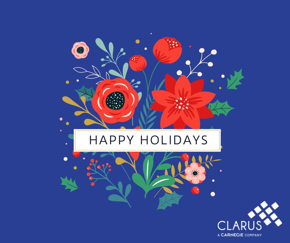 ClarusCorp's tweet photo. CLARUS will be closed the next two Mondays, December 25 and January 1.  We wish all of our friends, partners, clients and collegues the happiest of holidays!! https://t.co/s2ROHu5k4Y