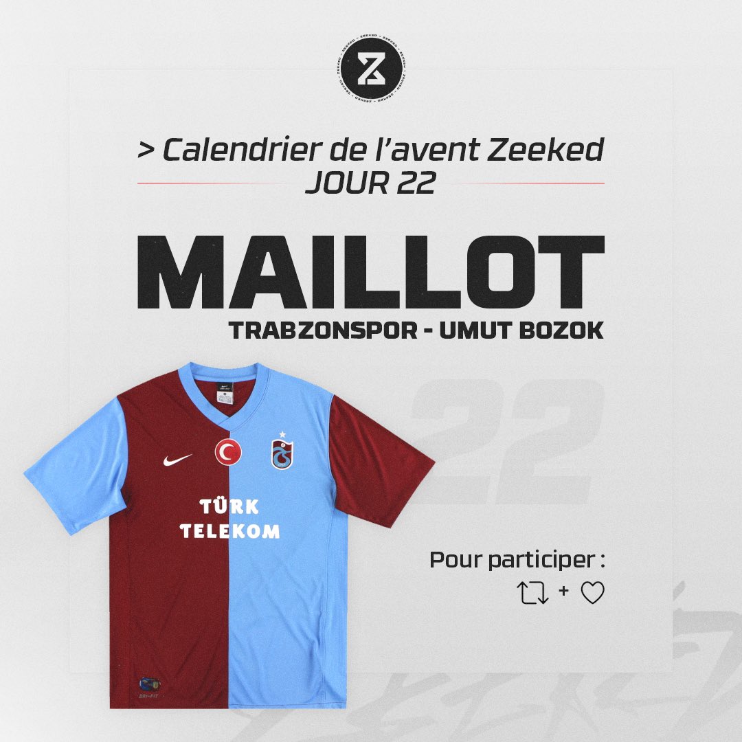 🎁CALENDRIER DE L’AVENT DAY 22🎁 Plus que deux jours avant la fin de ce calendrier et pour fêter ça, quoi de mieux qu’un MAILLOT d’@umut_bozok à gagner? le boss🔥 Pour participer il suffit de: •#RT ce tweet •Follow @Zeeked & @Atletec