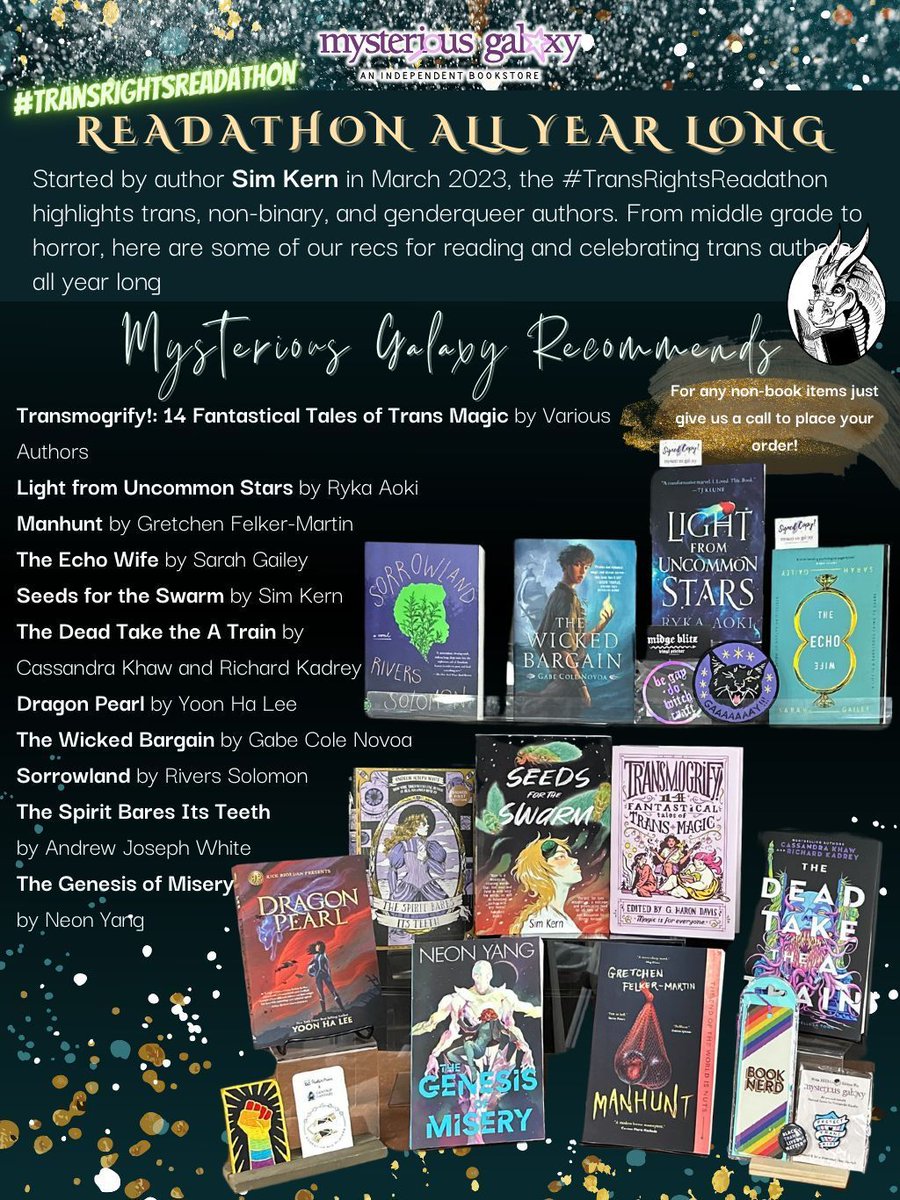 Today's book recommendation vibe is: READATHON ALL YEAR LONG Started by author Sim Kern in March 2023, the #TransRightsReadathon highlights trans, non-binary, & genderqueer authors. From middle grade to horror, here are some recs for reading & celebrating trans authors all year!