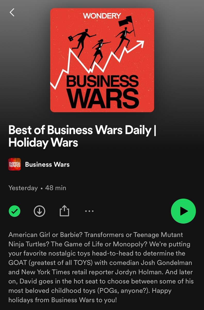 To all the toys I loved before, this podcast goes out to you! I joined “Business Wars” from @WonderyMedia to help rank the most iconic toys. I debated this with fellow guest @joshgondelman who at one point also became the host?! Ya just have to listen open.spotify.com/episode/3KMWb1…
