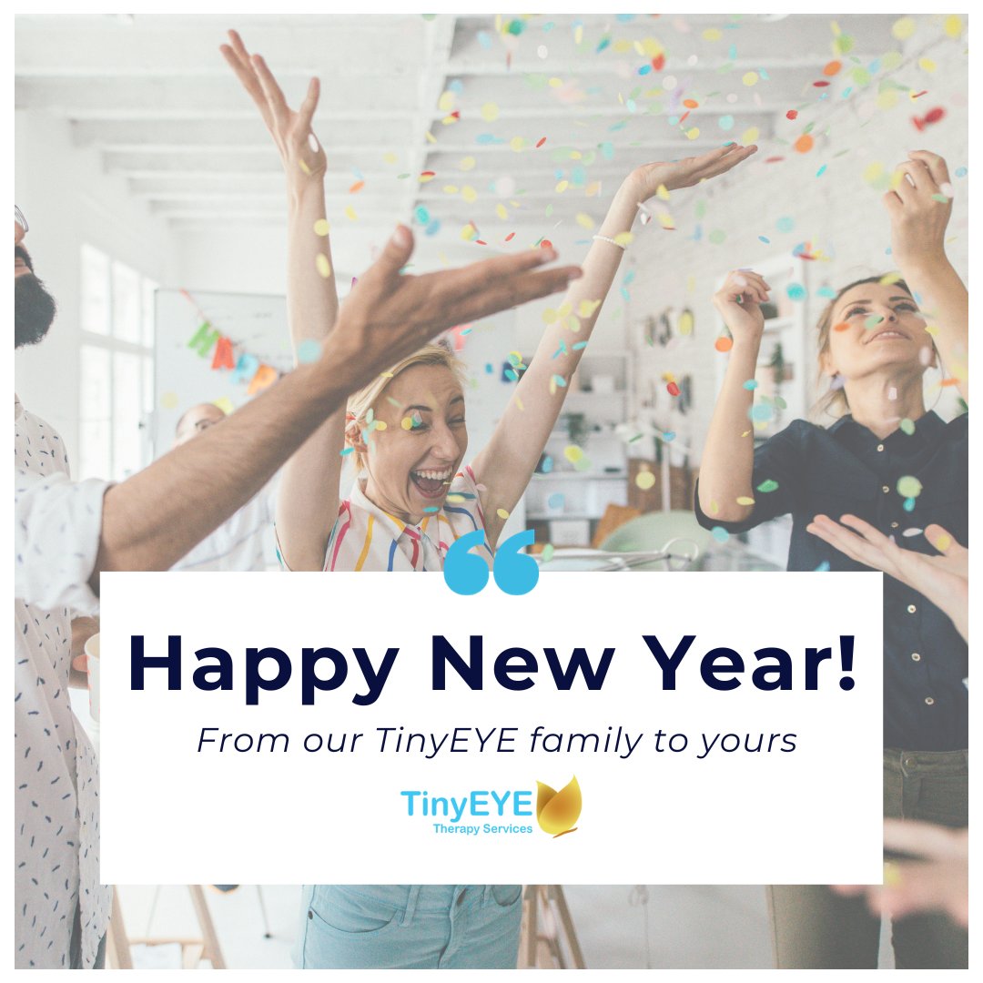 #HappyNewYear from our TinyEYE family to yours! 🎉💙#newbeginnings #hope #freshstart #telehealth #teletherapy #specialeducation #speechtherapy #mentalhealth #occupationaltherapy #SLPeeps #OTalk