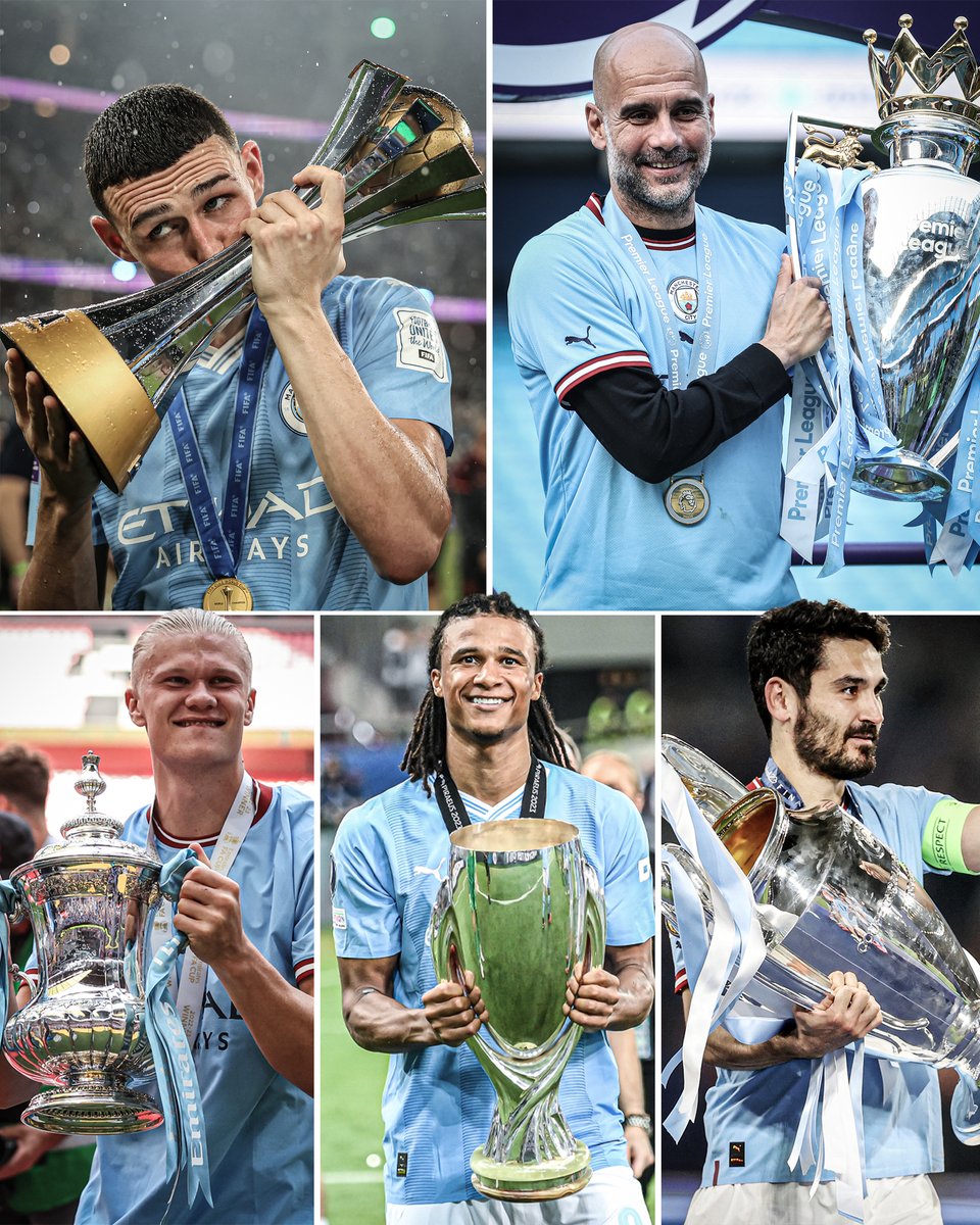 Man City are the first English side to win the Premier League, Champions League, FA Cup, UEFA Super Cup and the FIFA Club World Cup in the same year 🏆🏆🏆🏆🏆