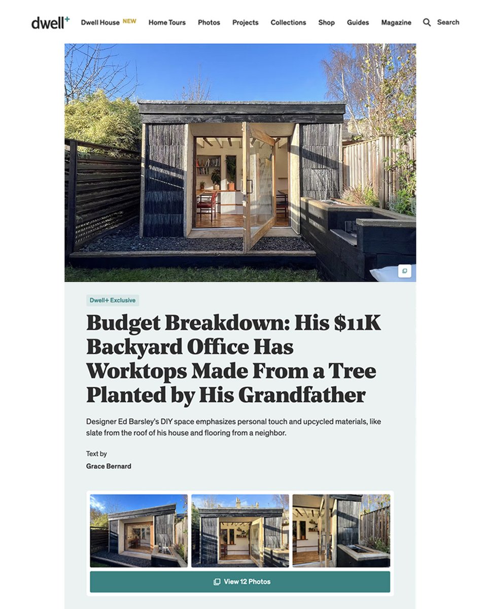 It's wonderful to have the Garden Retreat featured in <a href="/dwell/">dwell</a>. It was a lovely project and is always exciting to bring to an idea to life. A special thanks to Grace Bernard for writing this fantastic piece.

dwell.com/article/the-ga… 

#gardenstudio #selfbuild #recycled #lowenergy
