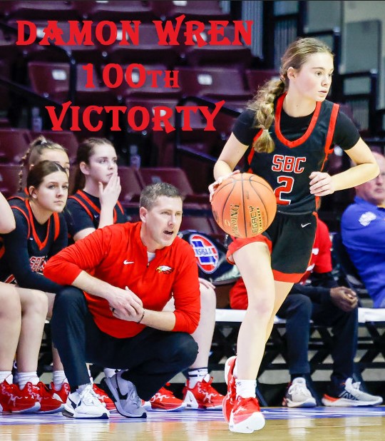 Congratulations to Coach Damon Wren on his 100th Career Win at Southern Boone.
 
The Lady Eagles defeated Blair Oaks 45-43 last night and Coach Wren became just the 3rd Lady Eagles Coach to win 100 games at Southern Boone.