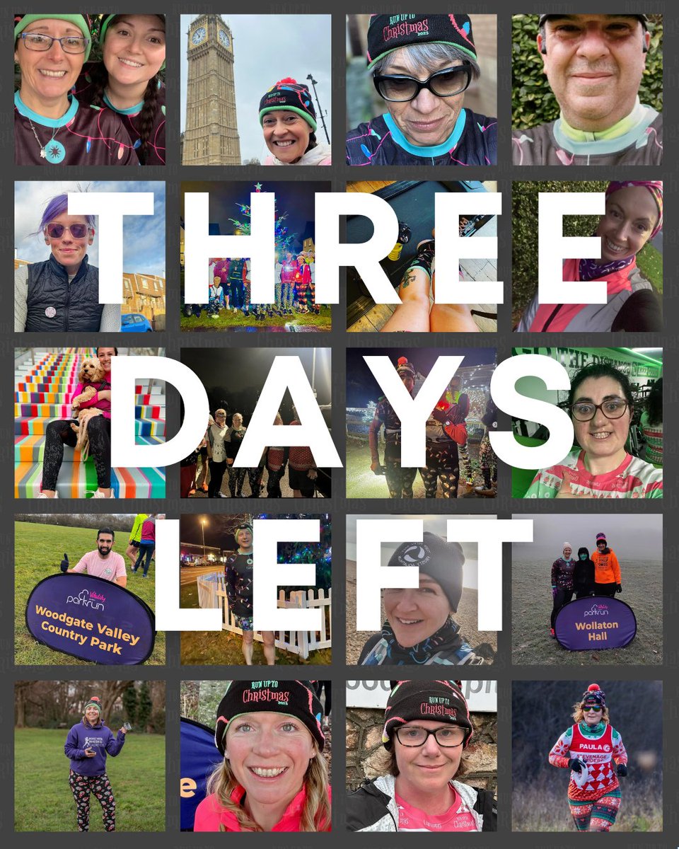 You've got 3 days left. 65 hrs at the time of posting! If you've smashed your target - keep going! If you think you'll miss your target - if you've logged an activity you'll still get your🥇 Don't forget, Xmas Day counts! Best of luck, you are ALL incredible 🤩