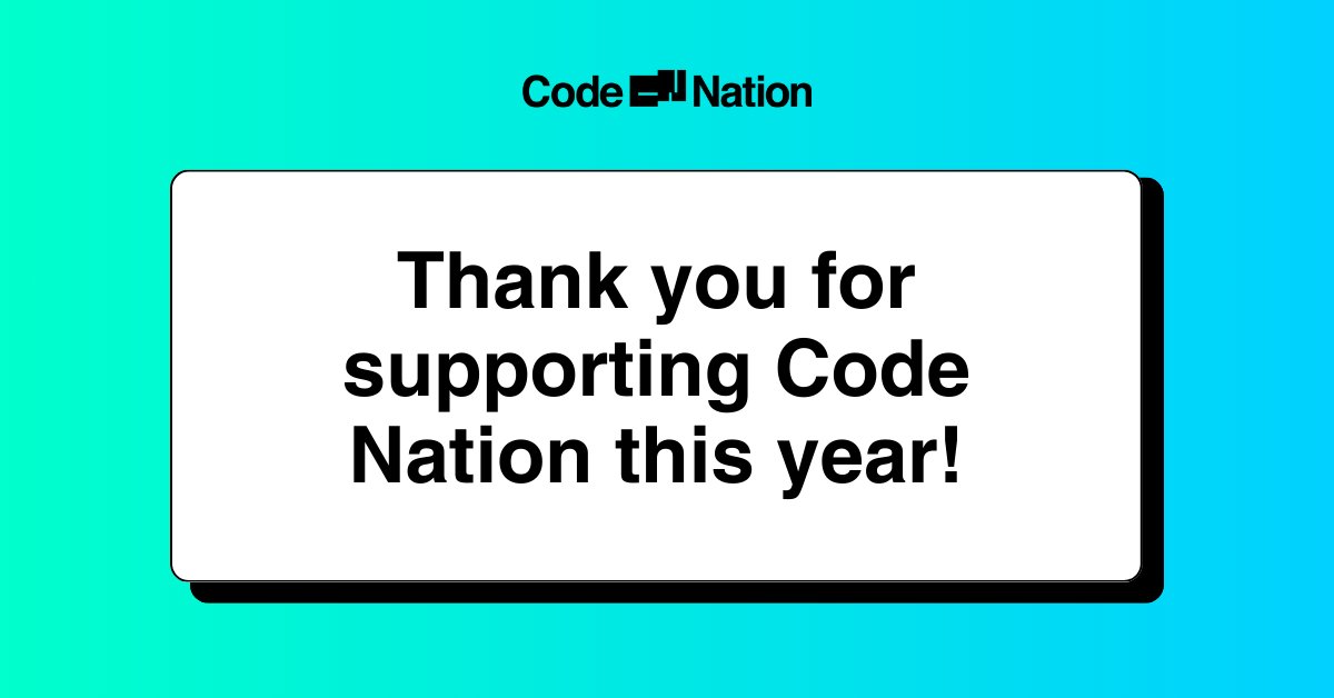 If you’v supported #CodeNation this giving season with a donation, thank you! Now through 12/31, Brooklyn Org will match donations to Code Nation NYC!

Make a gift to Code Nation NYC --&gt; bit.ly/brooklyngivesCN
Make a general gift to Code Nation --&gt; codenation.org/donate