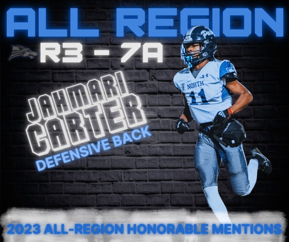 Congrats to @Jahmari_Carter on making All Region! Mari started at safety in 2022 and started every game at corner this year (2023). 🚫✈️