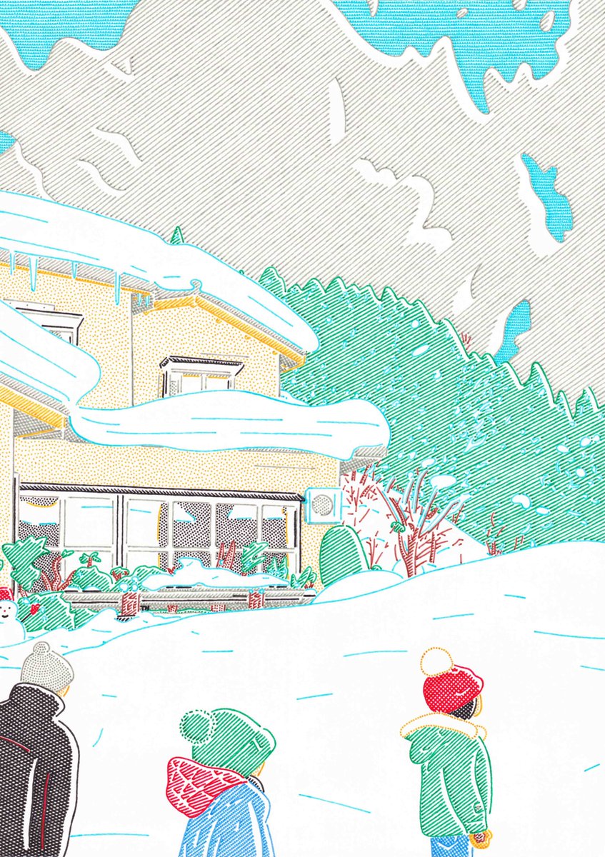 snow hat beanie multiple boys tree outdoors black hair  illustration images