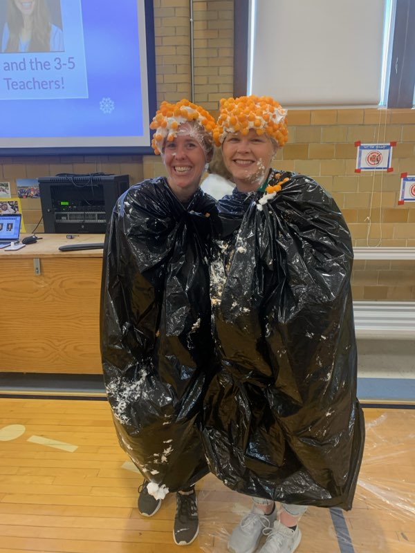 Did we have a great day 1 of #grinchmas ? Yes. Yes we did. Did we get to put a charm on our golden spatula? Yes. Yes we did. Did <a href="/blmooreteach/">Brandi Moore</a> and I let our teammates throw cheese balls on us? Also yes.