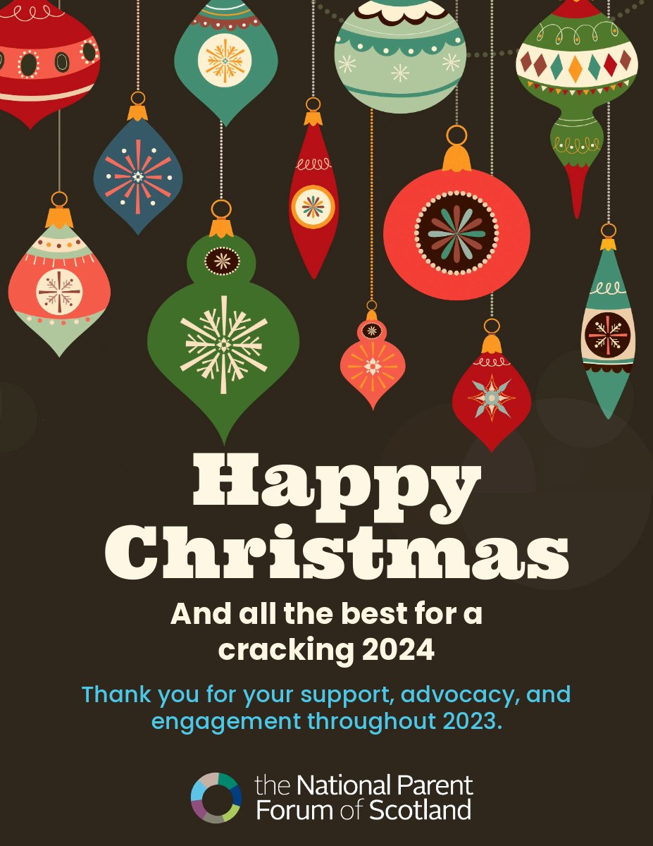 parentforumscot's tweet photo. Our representatives and support team will be offline throughout the school holidays - we look forward to catching up with all of you in the new year. #NPFS #ParentalEngagement #ScottishEducation #HappyHolidays2023 https://t.co/iUYGXxIXfL