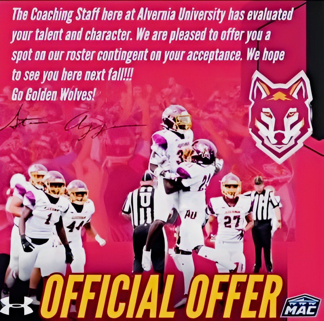 John Garecht (@garecht_john) on Twitter photo Grateful to receive an offer from <a href="/AlverniaFB/">Alvernia Football</a>. Thank you <a href="/Coach_neik/">Coach Neiko Creamer</a> for talking with me!
<a href="/hodgesunion54/">Marcus Hodges</a> <a href="/VaJagsPrez/">Joe Lackey</a> <a href="/RawMeat_FB/">Courtland Football</a> <a href="/CugrsCoachHall/">JC Hall</a> Grateful to receive an offer from <a href="/AlverniaFB/">Alvernia Football</a>. Thank you <a href="/Coach_neik/">Coach Neiko Creamer</a> for talking with me!
<a href="/hodgesunion54/">Marcus Hodges</a> <a href="/VaJagsPrez/">Joe Lackey</a> <a href="/RawMeat_FB/">Courtland Football</a> <a href="/CugrsCoachHall/">JC Hall</a>