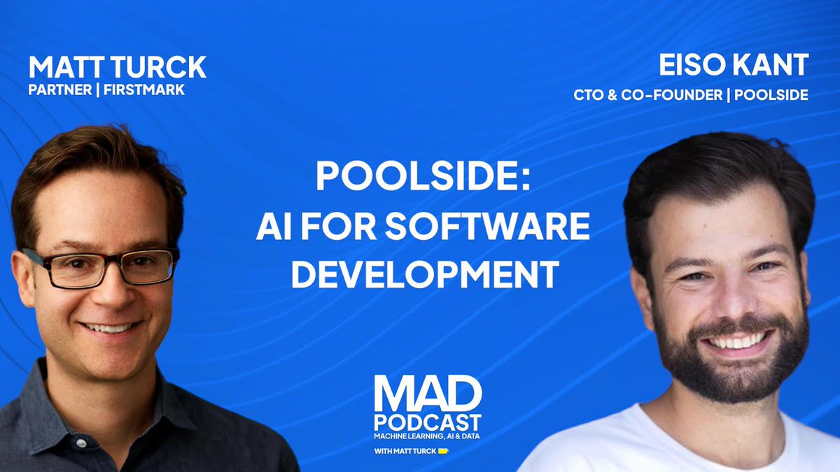 EXCLUSIVE! 🎙️🎙️🎙️ @poolsideai is a very ambitious Generative AI for code startup that’s already raised $126M For their FIRST long-form conversation, CTO @eisokant joined us on the pod for a glimpse as what he and @jasoncwarner have been building 👇LINKS IN NEXT POST👇👇