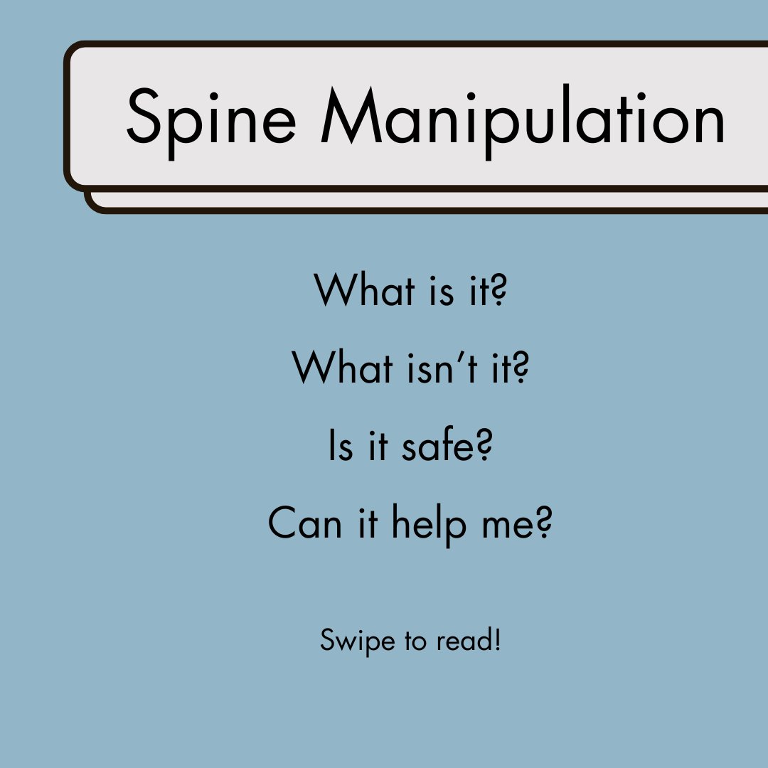 BodyStructureKY's tweet photo. Spine manipulation is a great treatment for those with back problems. Here at Body Structure, Dr. Nicholas Boland has taken multiple continuing education courses to specialize in this treatment. If you believe this treatment could help you, or if... https://t.co/AMCkAhz0z1

Call, https://t.co/yUp0IGTA98
