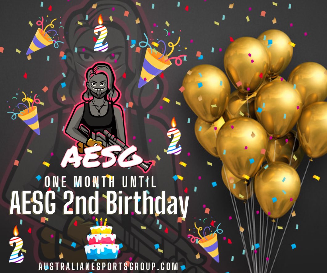 AustralESports's tweet photo. Australian eSports Group is preparing to celebrate their 2nd birthday! 🎊🎉

We look forward to celebrating our 2nd birthday with you in January 2024!🥳

#Birthday #AESG #esports #gaming #Australia https://t.co/DGvTyap87l