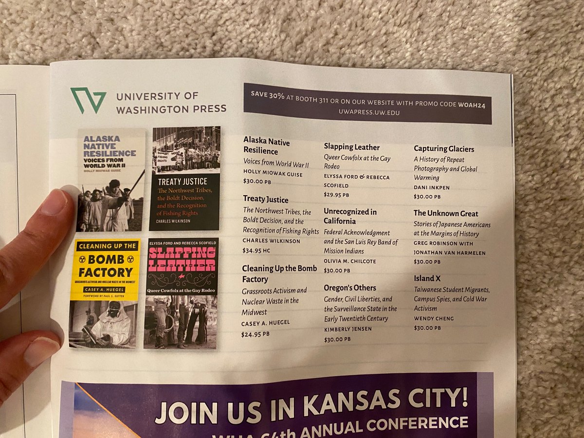 Spotted for the first time in the #OAH2024 program packet that arrived in the mail! #AlaskaNativeResilience Voices from World War II 

Alaska Native Resilience uwapress.uw.edu/book/978029575…