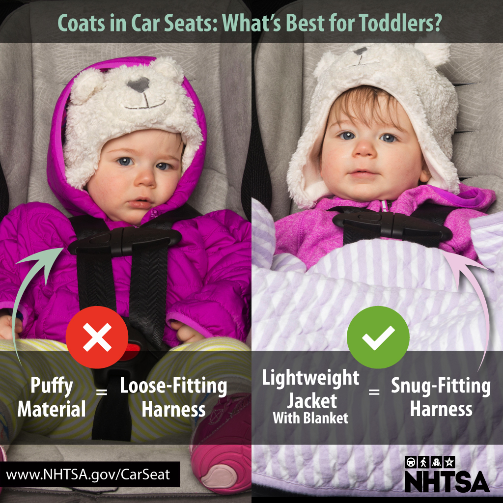 Blankets are a good alternative to a heavy, puffy coat, which can cause the car seat harness to not fit snugly. #TheRightSeat