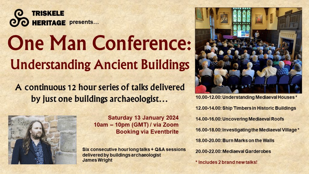 I know that folk are preoccupied with the preparations for a nice roast dinner next Monday, but I thought it might be worth reminding youse that I'll be taking on another 12 hour One Man Conference on ancient buildings in January 🙂 More info here: eventbrite.co.uk/e/one-man-conf…