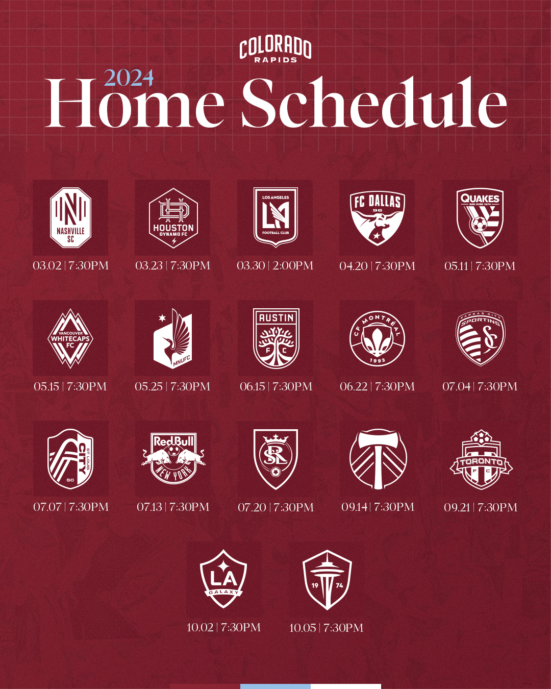 Colorado Rapids Home Schedule 2024 rodi lorrie