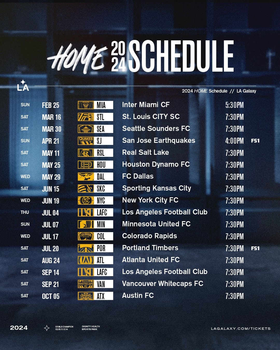 La Galaxy 2025 Schedule