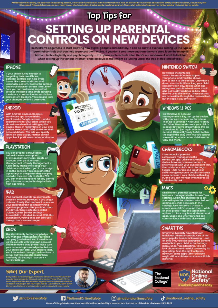 An invaluable guide for setting up parental controls on new devices this Christmas ⁦@natonlinesafety⁩