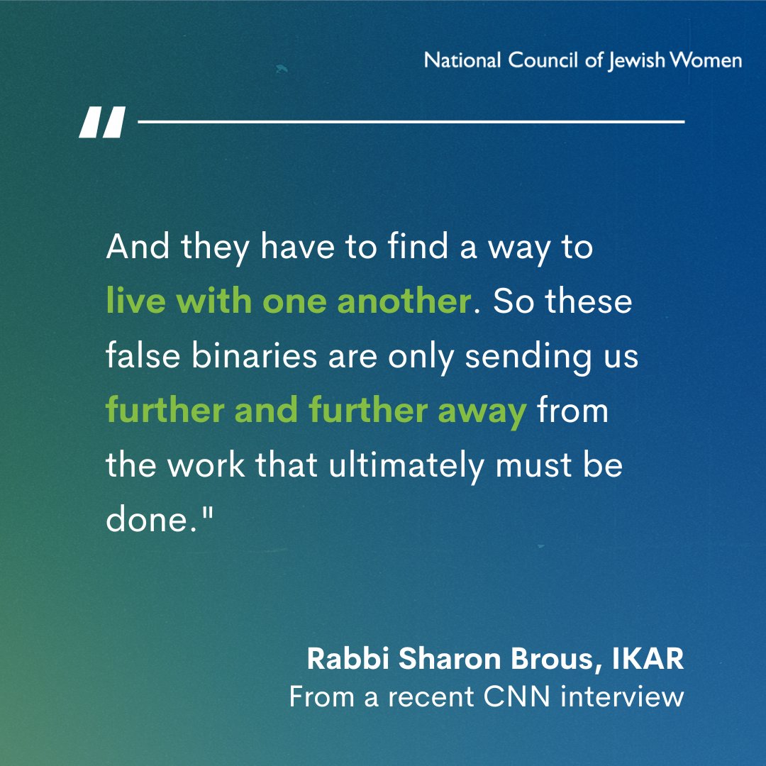 In a war that has divided the world by sides, it's important for us to remember that we support the freedom and peace of all Israelis and Palestinians. Thank you Rabbi @sharonbrous for these powerful words!