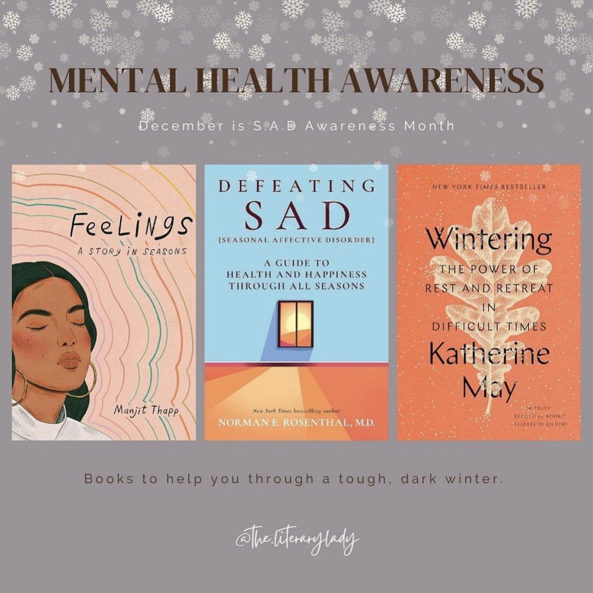 A big thank you to @the.literarylady for adding #DefeatingSAD to her December Mental Health focus!

#mentalhealth #mentalhealthawareness #mentalhealthsupport #books #seasonaldepression #seasonalaffectivedisorder