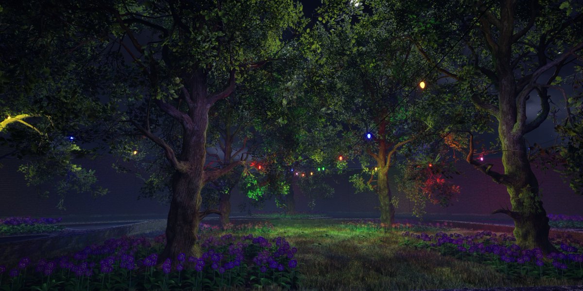 When you don't have an office to decorate so break out the virtual fairy lights in your procedurally generated garden... Built with Apparance for Unreal, free to try now at: apparance.itch.io/apparance-demo… #UnrealEngine #UE5 #ProcGen #GameDev #Nanite #Lumen