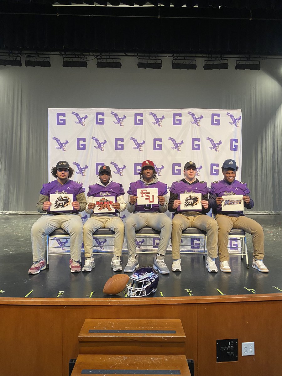 GonzagaCHS Football 🦅 (@gonzagatdc) on Twitter photo Congrats to our C/O ‘24 Early Signees today!
<a href="/BumbaughJadon/">Jadon Bumbaugh</a>-<a href="/ArmyWP_Football/">Army Football</a>
<a href="/d_wisejr/">Darius Wise, Jr.</a> - <a href="/BigRed_Football/">Cornell Football</a>
<a href="/danielholmes00/">Daniel (DD) Holmes</a> - <a href="/FSUFootball/">FSU Football</a>
<a href="/BrannanConall/">Conall “Tex” Brannan #86, 6’6” TE - ARMY</a> - <a href="/ArmyWP_Football/">Army Football</a>
<a href="/CodyHobson22/">Cody Hobson</a> - <a href="/Merrimack_FB/">Merrimack Football</a>
#EaglesFlyHigh #PurpleIsForever💜🦅 #NowEmbraceFinish
<a href="/GonzagaSports/">GonzagaCHS Sports</a> Congrats to our C/O ‘24 Early Signees today!
<a href="/BumbaughJadon/">Jadon Bumbaugh</a>-<a href="/ArmyWP_Football/">Army Football</a>
<a href="/d_wisejr/">Darius Wise, Jr.</a> - <a href="/BigRed_Football/">Cornell Football</a>
<a href="/danielholmes00/">Daniel (DD) Holmes</a> - <a href="/FSUFootball/">FSU Football</a>
<a href="/BrannanConall/">Conall “Tex” Brannan #86, 6’6” TE - ARMY</a> - <a href="/ArmyWP_Football/">Army Football</a>
<a href="/CodyHobson22/">Cody Hobson</a> - <a href="/Merrimack_FB/">Merrimack Football</a>
#EaglesFlyHigh #PurpleIsForever💜🦅 #NowEmbraceFinish
<a href="/GonzagaSports/">GonzagaCHS Sports</a>