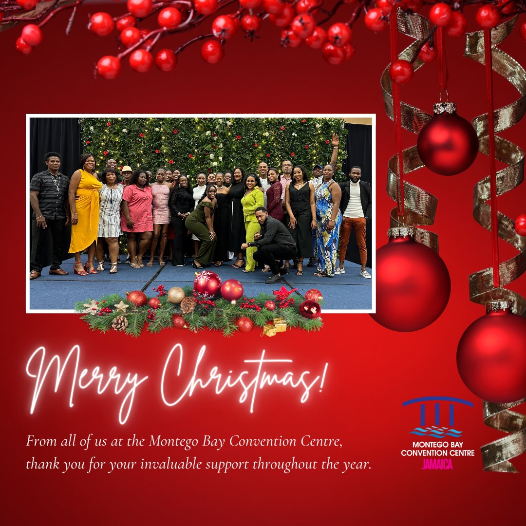 Wishing you a Christmas filled with joy, laughter, and unforgettable moments from all of us at the Montego Bay Convention Centre! May your celebrations be merry and bright. #MontegoBayConventionCentre #MBCCEvents #MontegoBay #Jamaica #JamaicaTouristBoard