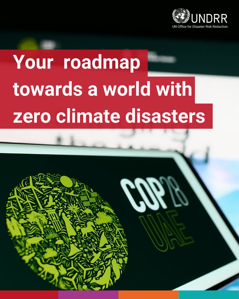 🔊UNDRR believes a world with #ZeroClimateDisasters is possible. 🧰We have the tools but need greater political will and financing to meet the scale of the emergency. 📚We launched these new publications #COP28 to guide this urgent action ➡️ ow.ly/QVXT50QkvxZ