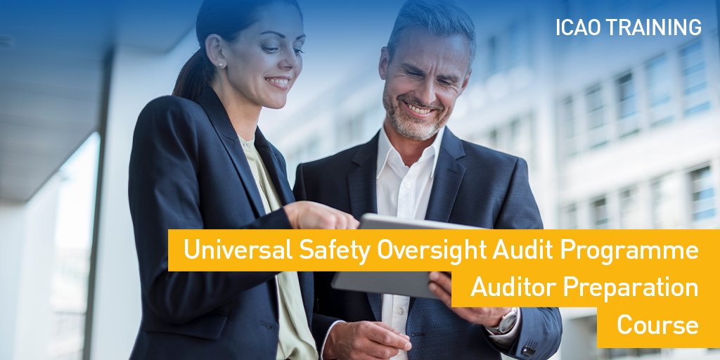 Perform quality audits in preparation for the on-the-job training/checkout mission with our Universal Safety Oversight Audit Programme Auditor Preparation course. Register today! #ICAOTraining 🔒📑 bit.ly/3GSt9rR