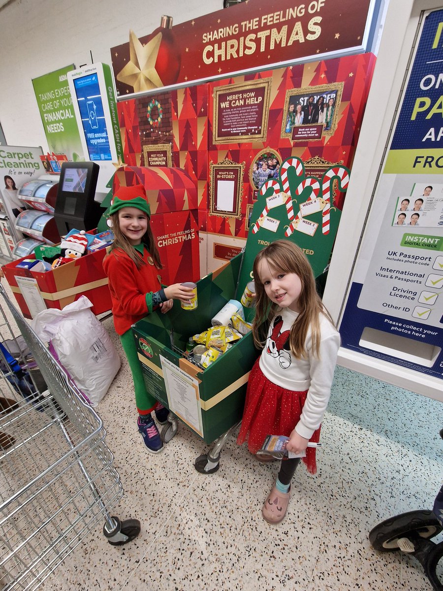 Our naughty elves gave the girls a job before Christmas to donate to the food bank, they used their list from @school_mount and thoroughly enjoyed giving a trolley of shopping to those who need it. Lil dressed the part! @bcfoodbank @alisonaccounts