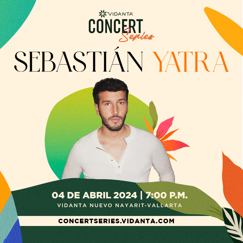 ¡No te puedes perder la única presentación en vivo de #SebastianYatra este 4 de abril en Vidanta Nuevo Nayarit-Vallarta! Ven a disfrutar de una noche llena de música y baile única. ¡Compra ya tus tickets en concertseries.vidanta.com y únete a la fiesta! 🎉🎶