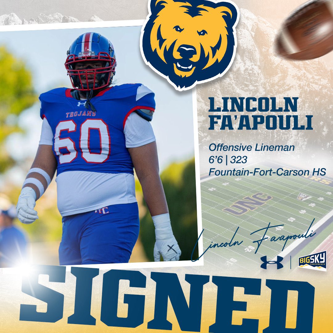 Officially signed with @UNC_BearsFB. I'm blessed!!! Thank you to everyone who helped me along the way. Can't wait to see what the future holds for me! @Patterson_spenc @SixZeroAcademy @FFC_CoachSallee @Coach_JNovotny @FFCHSAthletics